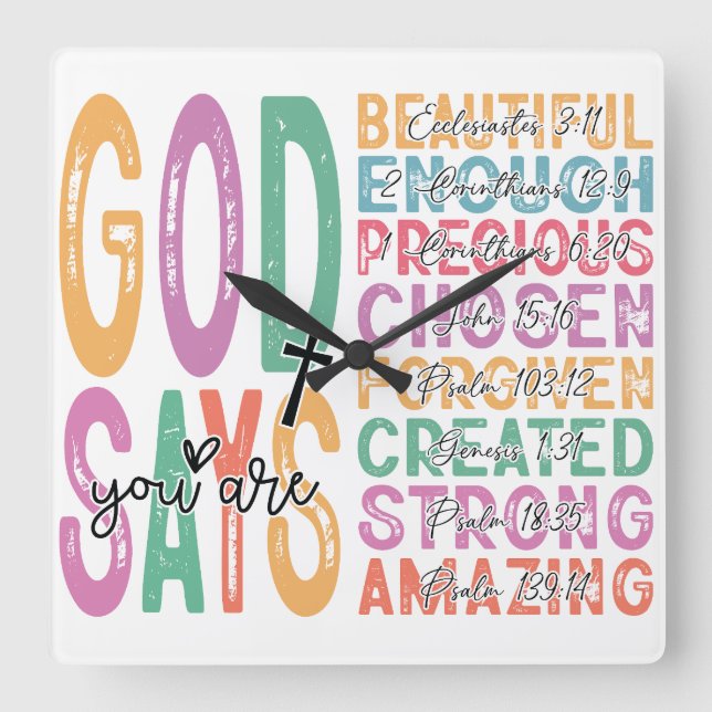 Reloj Cuadrado Dios dice que eres suficiente (Anverso)