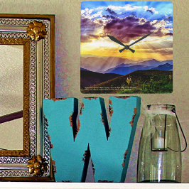 Reloj Cuadrado Dios Ray Sunbeams Montañas Scripting Verse