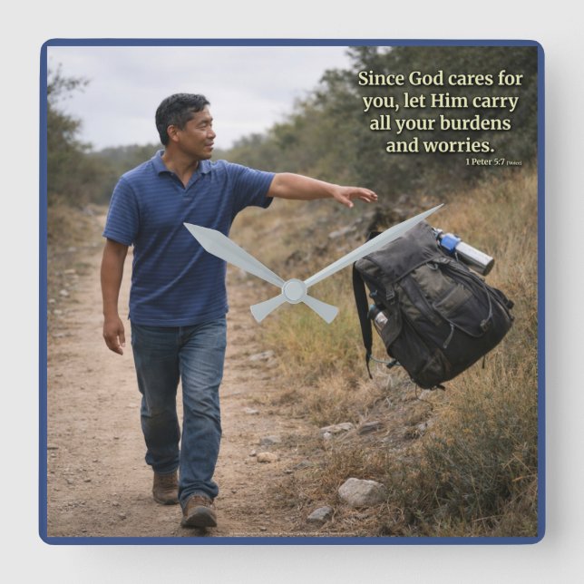 Reloj Cuadrado Dios se preocupa por ti (Anverso)