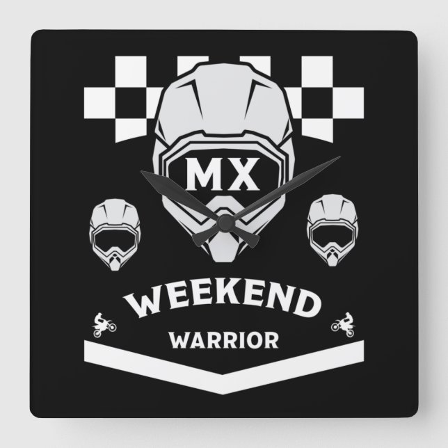 Reloj Cuadrado Dirt Bike Weekend Warrior Motocross Rider (Anverso)