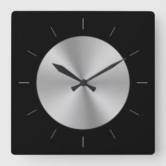 Reloj Cuadrado DISCO METÁLICO | apariencia de acero gris brillant