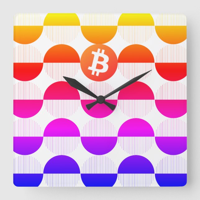 Reloj Cuadrado Diseñador de bitcoin (Anverso)
