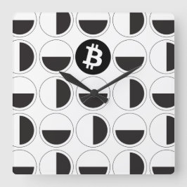 Reloj Cuadrado Diseñador de bitcoin en blanco y negro