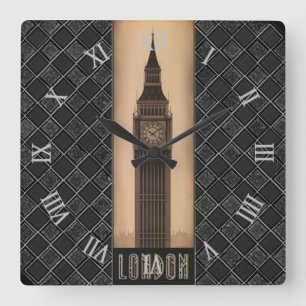 Reloj Cuadrado Diseñador retro de Londres Big Ben del vintage