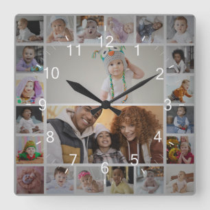 Reloj Cuadrado Diseñar su propio Collage de fotos 22