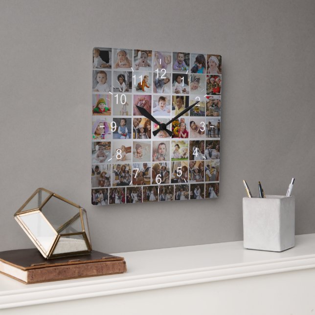 Reloj Cuadrado Diseñar su propio Collage de fotos 50 (Oficina)