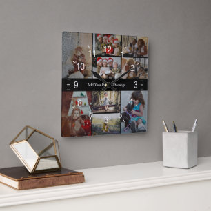 Reloj Cuadrado Diseñar su propio Collage de fotos 9