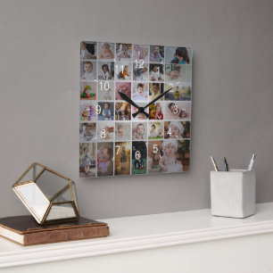 Reloj Cuadrado Diseñar su propio Collage de fotos de 35