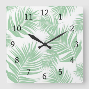 Reloj Cuadrado Diseño 165 hojas de palma verdes