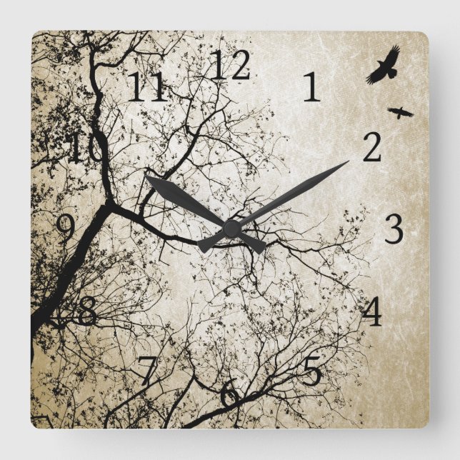 Reloj Cuadrado Diseño 24 Sepia (Anverso)