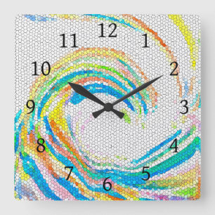 Reloj Cuadrado Diseño 35 Ola mosaica