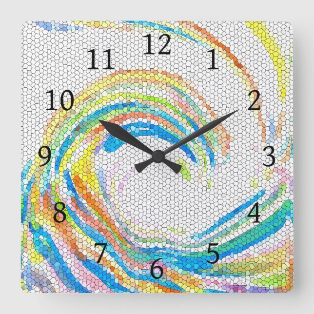 Reloj Cuadrado Diseño 35 Ola mosaica (Anverso)