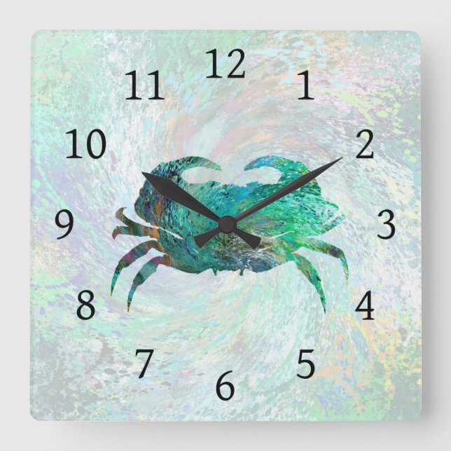 Reloj Cuadrado Diseño 41 Cangrejo Turquesa (Anverso)