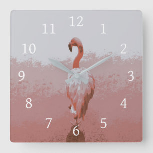 Reloj Cuadrado Diseño 60 flamingo bird