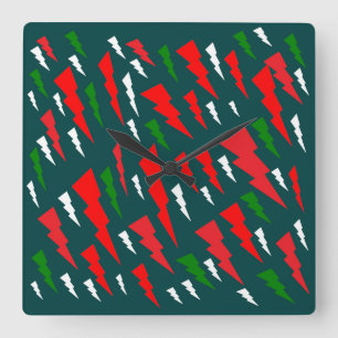 Reloj Cuadrado Diseño abstracto de árbol de Navidad blanco rojo v