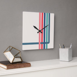 Reloj Cuadrado Diseño abstracto de bandas retro