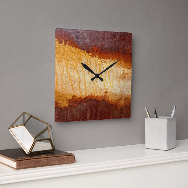 Reloj Cuadrado Diseño abstracto de corrosión oxidada (Oficina)