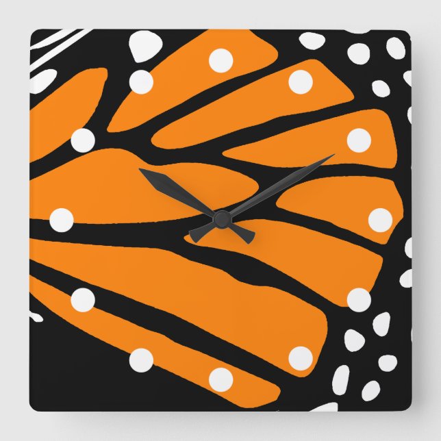 Reloj Cuadrado Diseño abstracto de mariposa monarca (Anverso)