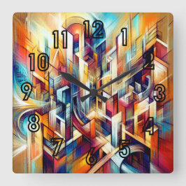 Reloj Cuadrado Diseño abstracto del dibujo de Pastel