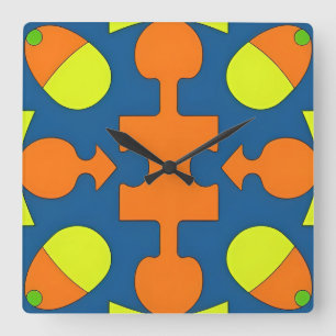 Reloj Cuadrado Diseño abstracto geométrico colorido