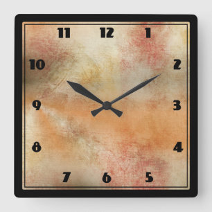 Reloj Cuadrado Diseño abstracto rústico en tonos otoñales