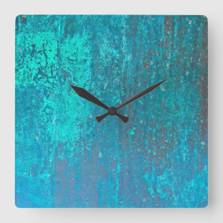 Reloj Cuadrado diseño abstracto verde azulado del arte moderno