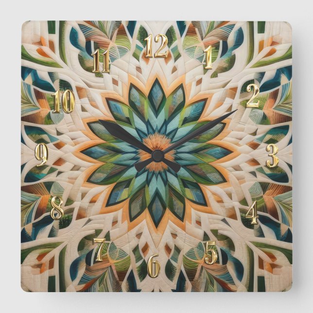 Reloj Cuadrado Diseño abstracto y sin límites (Anverso)