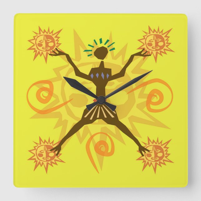 Reloj Cuadrado Diseño africano (Anverso)