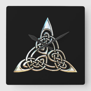 Reloj Cuadrado Diseño céltico del nudo de los espirales negros 