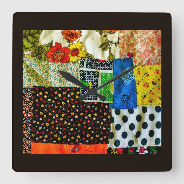 Reloj Cuadrado Diseño Cuilt Americano (Anverso)