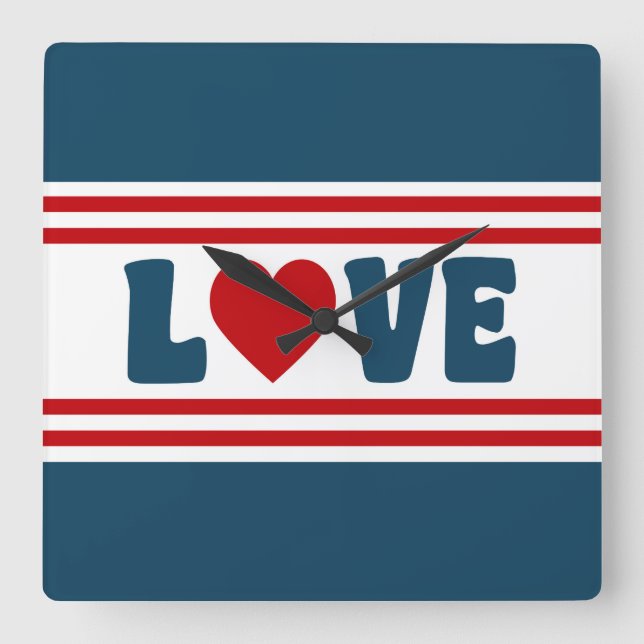 Reloj Cuadrado Diseño de amor (Anverso)