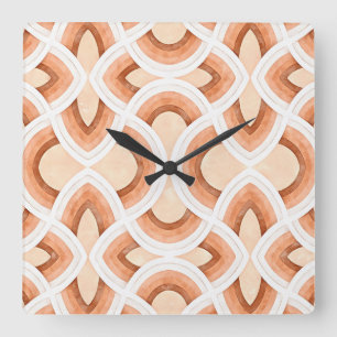Reloj Cuadrado Diseño de arcoíris retro en óxido pastel y desiert