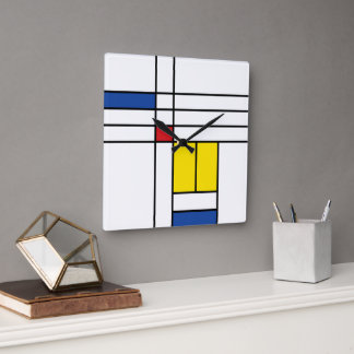 Reloj Cuadrado Diseño de Arte Moderno Mondrian II Minimalista De 