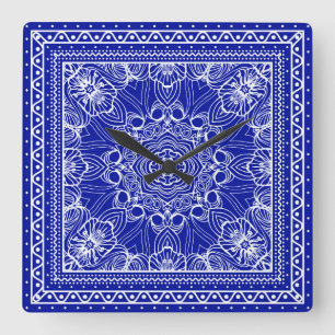Reloj Cuadrado diseño de bandana azul y blanca