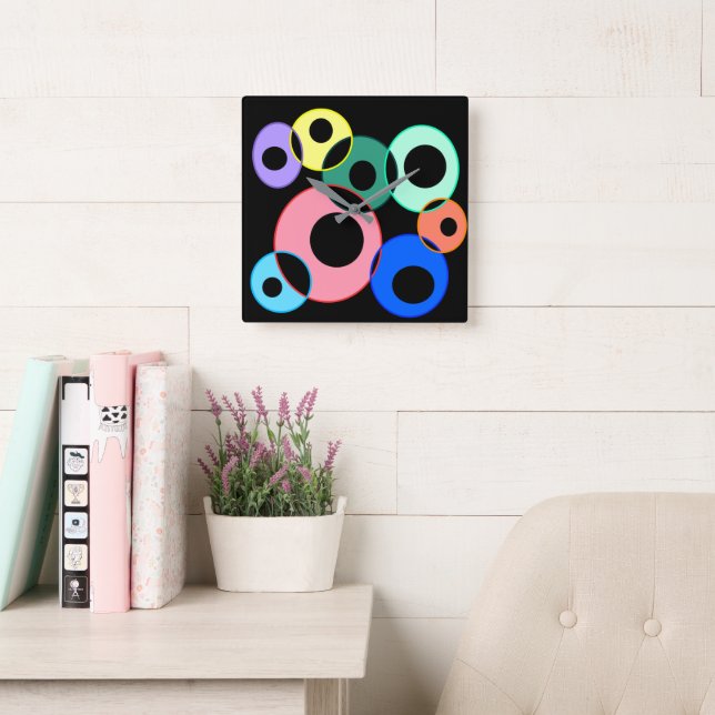Reloj Cuadrado Diseño de bolas de arco iris Billiard (Sala de lectura)