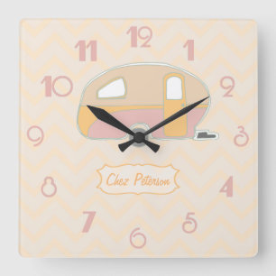 Reloj Cuadrado Diseño de caravana retro personalizada vintage