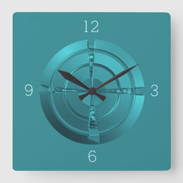 Reloj Cuadrado Diseño de Círculo Verde con Atmósfera  >Reloj de P (Anverso)