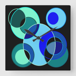 Reloj Cuadrado Diseño de círculos de intersección azul y verde