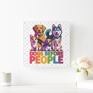 Reloj Cuadrado Diseño de cita divertida para amantes de perros an