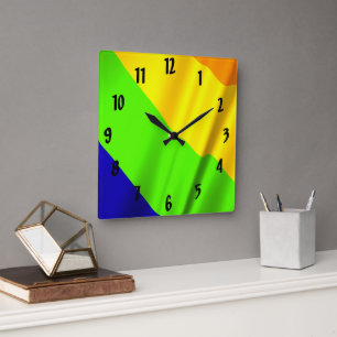Reloj Cuadrado Diseño de colores para niños lúcidos con arco iris
