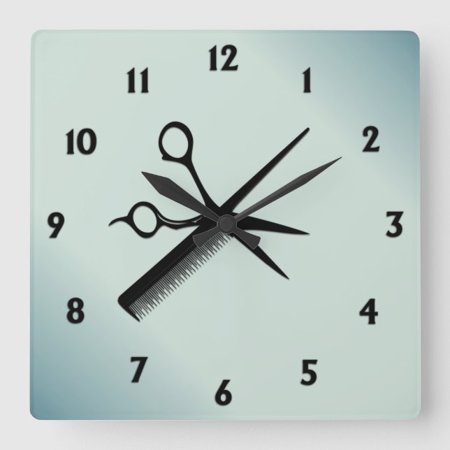 Reloj Cuadrado Diseño de Esteticista Verde (Anverso)
