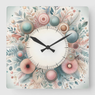 Reloj Cuadrado diseño de flores