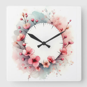 Reloj Cuadrado diseño de flores