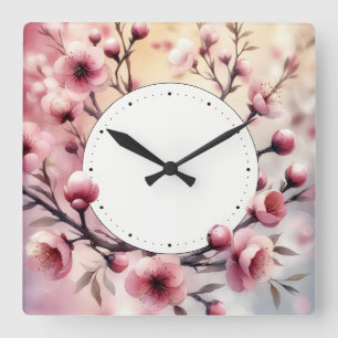 Reloj Cuadrado diseño de flores