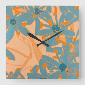 Reloj Cuadrado Diseño de Hoja Contemporáneo en Melocotón