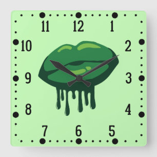 Reloj Cuadrado Diseño de labios de mujer Día de San Patricio-6667