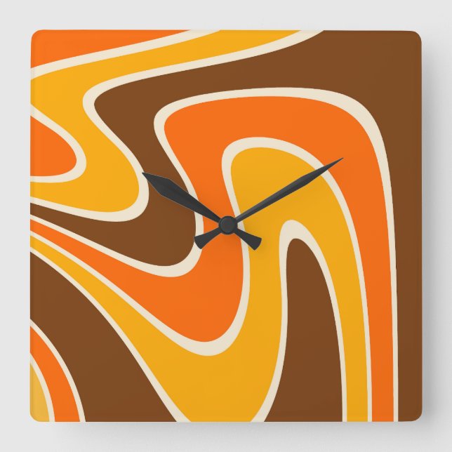 Reloj Cuadrado Diseño de lava retro abstracto de los años 70 (Anverso)