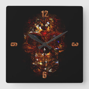 Reloj Cuadrado Diseño de máscara de muerte de cráneo del Día de M