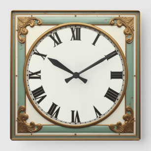 Reloj Cuadrado Diseño de Moneda Art Déco