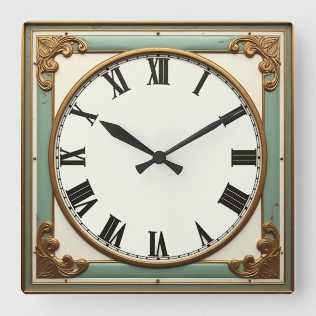 Reloj Cuadrado Diseño de Moneda Art Déco (Anverso)